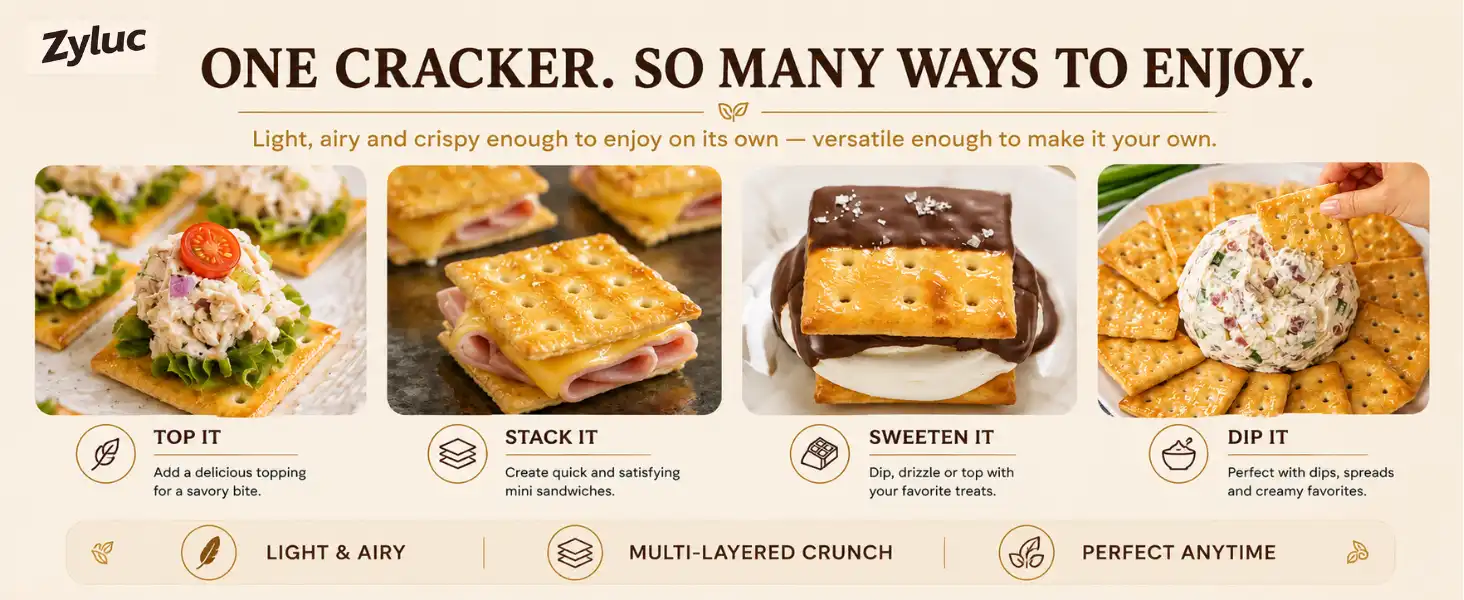 5 Zyluc Crispy Sugar Puff Crackers One Cracker, Many Ways